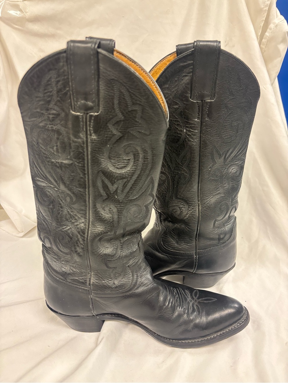 Justin Boots Black Leather Western Cowboy Boots | Men Size 7